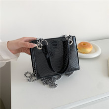 潮流质感漆面鳄鱼纹包包女2023新款潮时尚链条单肩手提洋气斜挎包