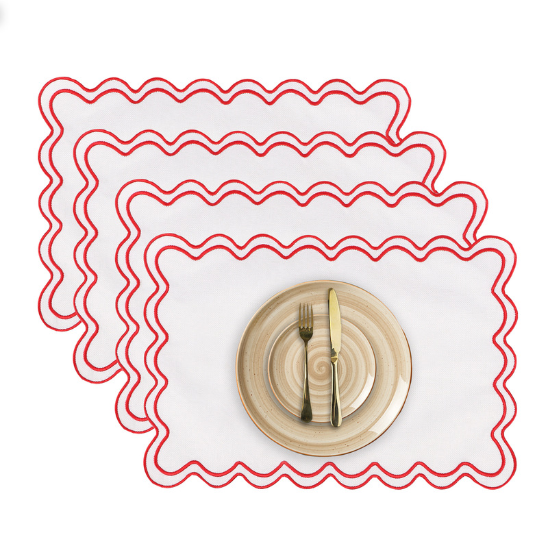 Cross-Border Amazon Best-Selling Placemats, Wavy Edge Embroidered Napkins, Bowl and Plate Mats, Decorative Mats, Household Embroidered Insulation Mats Cross-Border Amazon Best-Selling Placemats, Wavy Edge Embroidered Napkins, Bowl and Plate Mats, Decorative Mats, Household Embroidered Insulation Mats