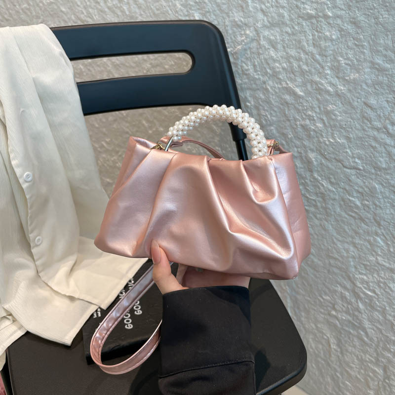 Einzigartige Cloud Perlen Handtasche Damen Geraffte Umhängetasche_voghion.com