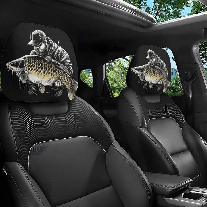 Universal Printed Headrest Covers for Cars, Various Quirky Prints, Polyester, Breathable, Antibacterial, Does Not Shrink or Become Hard