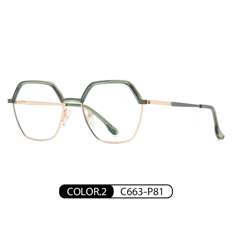 TB3202 personalidad de dos colores anti-azul gafas de luz En stock nuevas gafas de miopía Marco de moda de las mujeres polígono gafas lisas