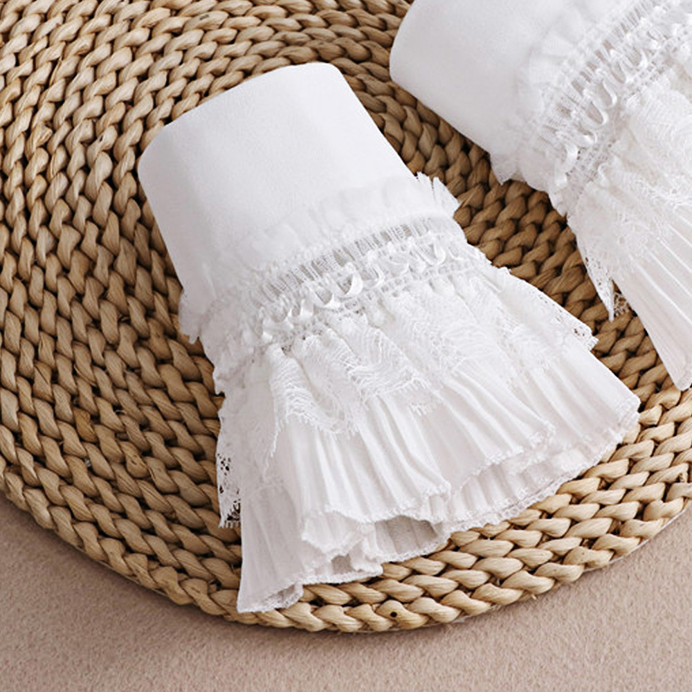 Arte del clavo falso manguito de tiro apoyos organza con volantes princesa manga boca doble fila botón diseño tamaño ajustable