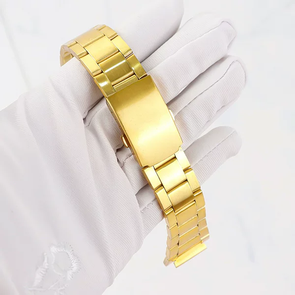 Golden Steel Strap for 1200 Men's and Women's Watch Stainless Steel Double Snap Arc Head Stainless Steel Metal Watch Strap Chain
