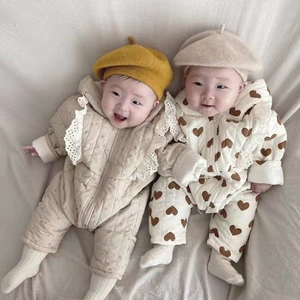 Корейская версия INS Lace Baby Baby Connective Clothing Long Climb осень и зима Новая иностранная соединительная соединительная одежда для подключения к капюшону