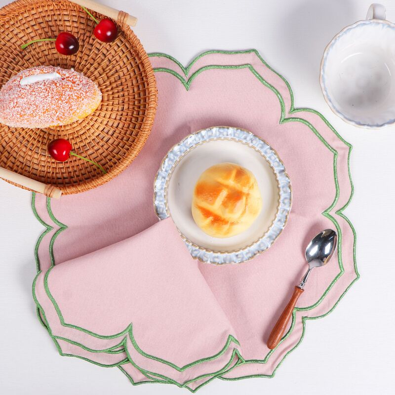 リネン綿のナプキンの不規則な刺繍の辺のナプキンのホテルの布芸の食事のマットのカクテルのナプキン|undefined