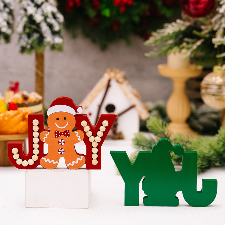 156g Weight Ornaments Home Textiles & Decor Type Ornaments Event & Party Supplies 1 Piece Quantity Party, Festival Occasion Wood Material Christmas Festival Gingerbread, Doll, Letter Pattern Cute Style Christmas Cute Gingerbread Doll Letter Wood Party Festival Ornaments 5