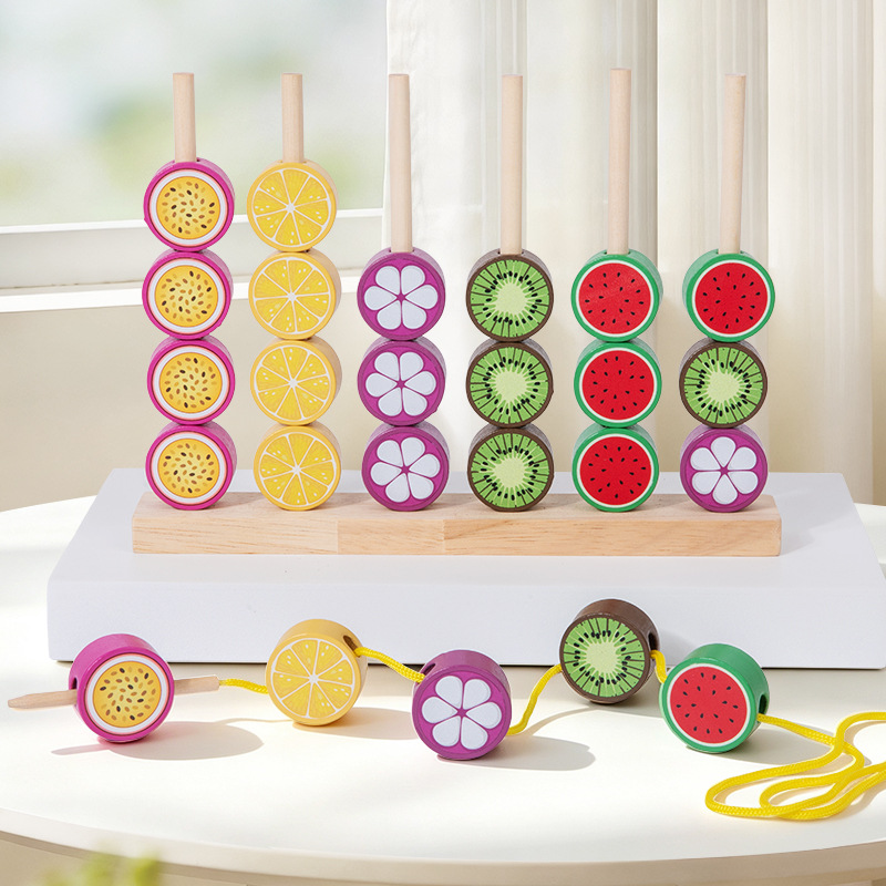 Clasificación de color de frutas interesantes para niños, pares de toques, cuerdas, jardín de infantes, juguetes de cuerda para la educación temprana