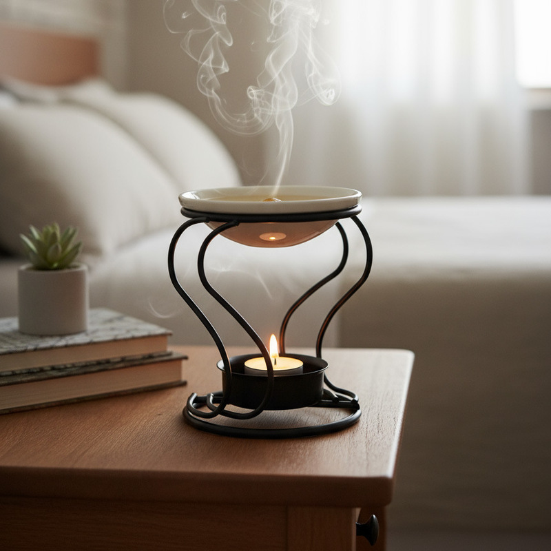 S-Shaped Iron Light Luxury Candlestick Essential Oil Furnace Metal Essential Oil Lamp Home Aromatherapy Furnace Candlestick Ornamen
