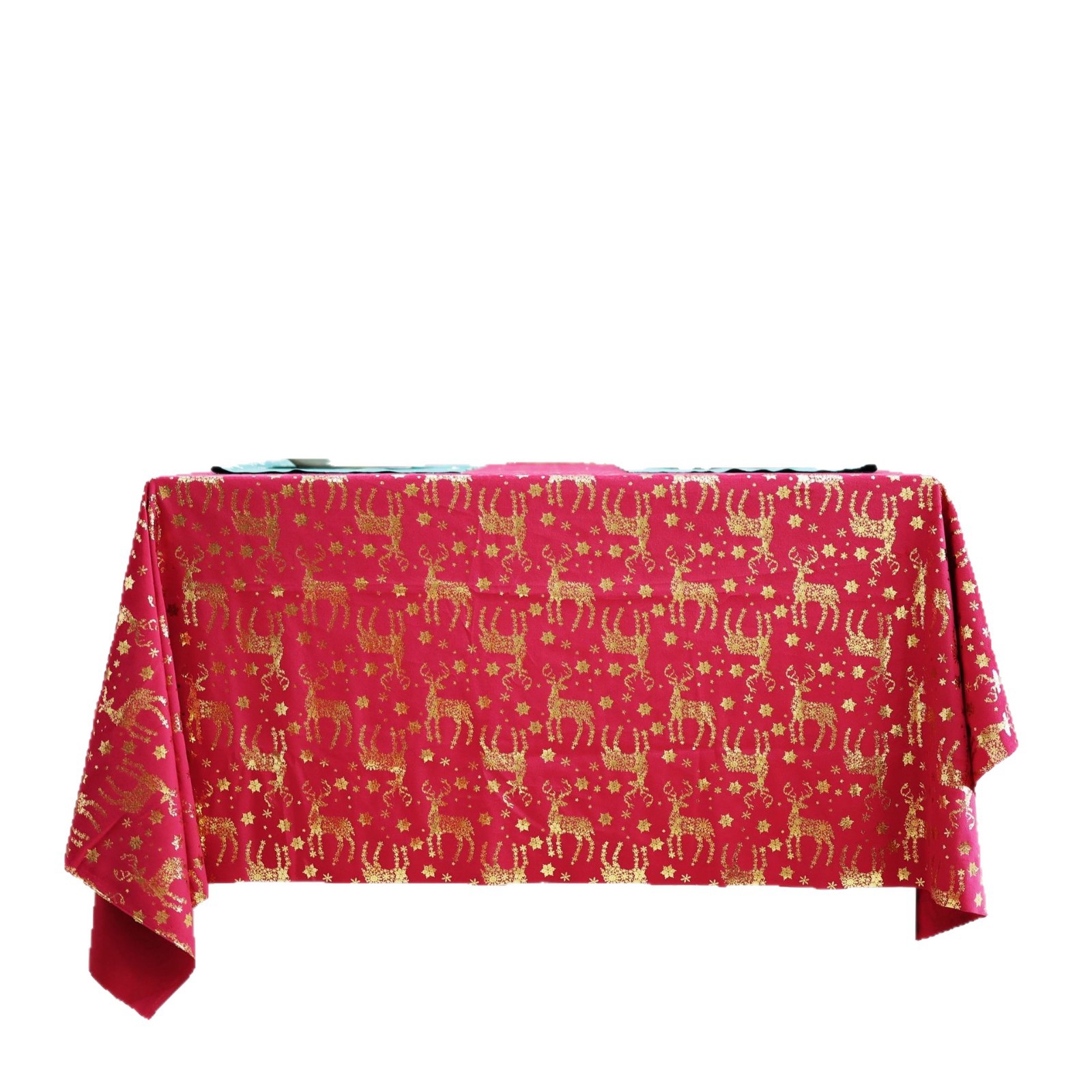 Navidad tela de terciopelo estampado tela de mesa rectangular cocina almohadilla de terciopelo de oro festivales transfronterizos ropa de Año Nuevo