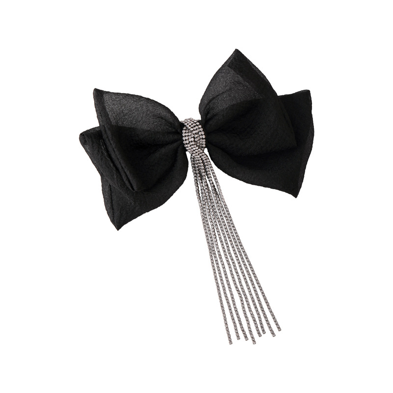 Fashion Mesh Bow Hairpin Rhinestone Tassel Headdress Retro Hair Accessories display picture 6