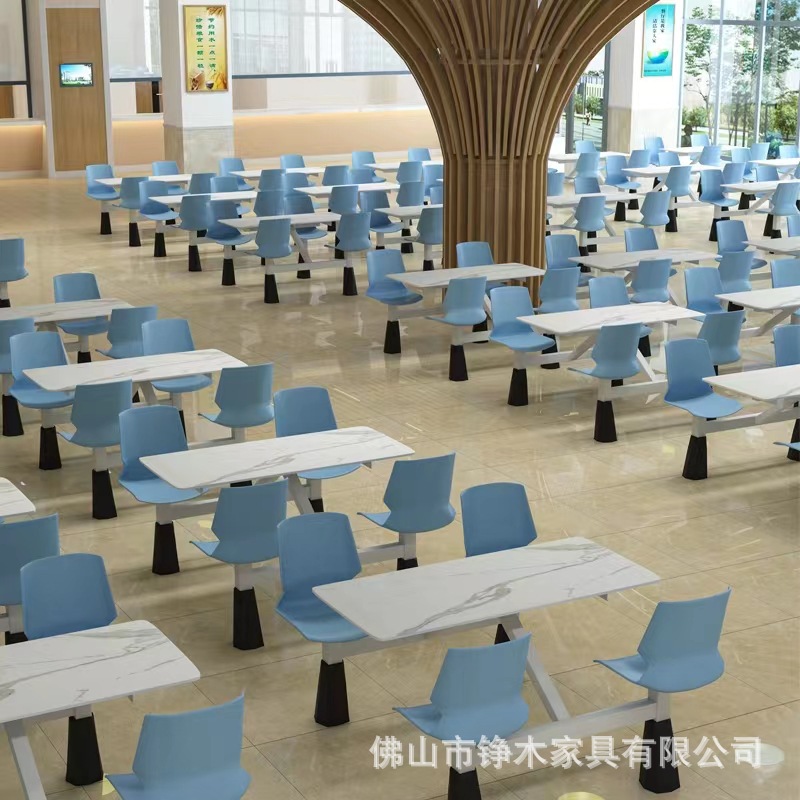 快餐桌椅学校食堂员工饭堂四人位连体餐桌高速服务区餐厅连体组合