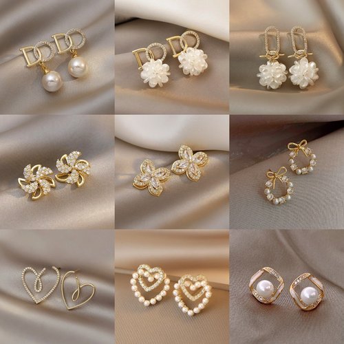 S925 Silver Needle Korean Version Pearl Earrings with a Touch of Luxury, Simple and Elegant, Micro-Embedded Diamond Flower Stud Earrings for Women,  New Arrival