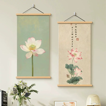 水墨画荷花玄关装饰画客厅卧室餐厅挂画墙画新中式壁画荷叶字画