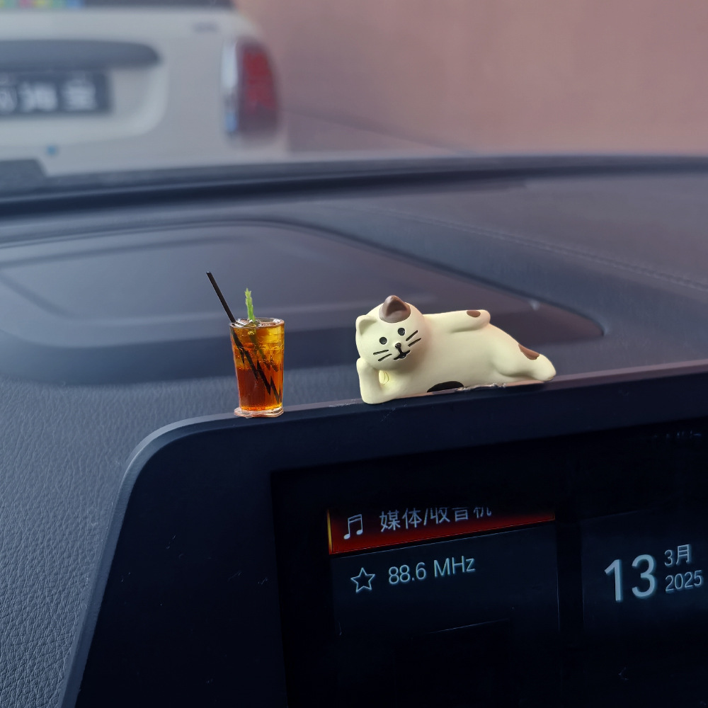 Adornos de coche de la serie de café americano, decoración de la pantalla de la consola central del coche, suministros de coche, mini adornos pequeños
