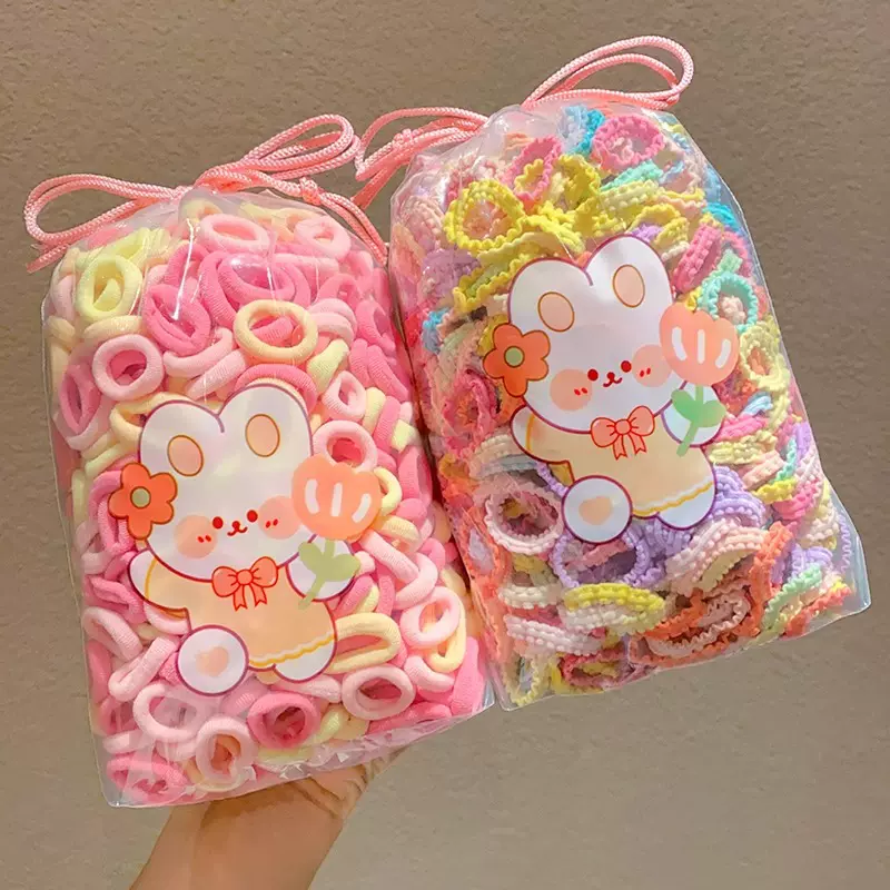 一次性彩色发圈 扎头发女大人儿童橡皮筋高弹力耐用头饰头绳批发
