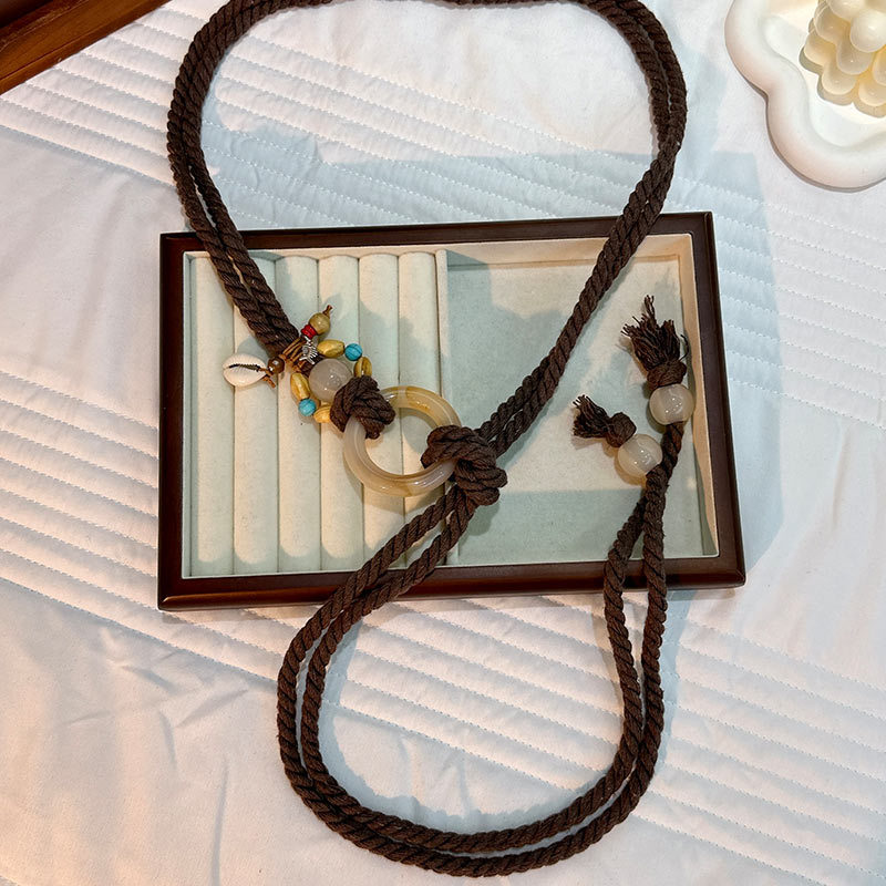 Cuerda de la cintura popular Bohemia tejida cuerda de cáñamo cadena de la cintura cinturón delgado vestido del todo-fósforo de las mujeres joyería transfronteriza al por mayor