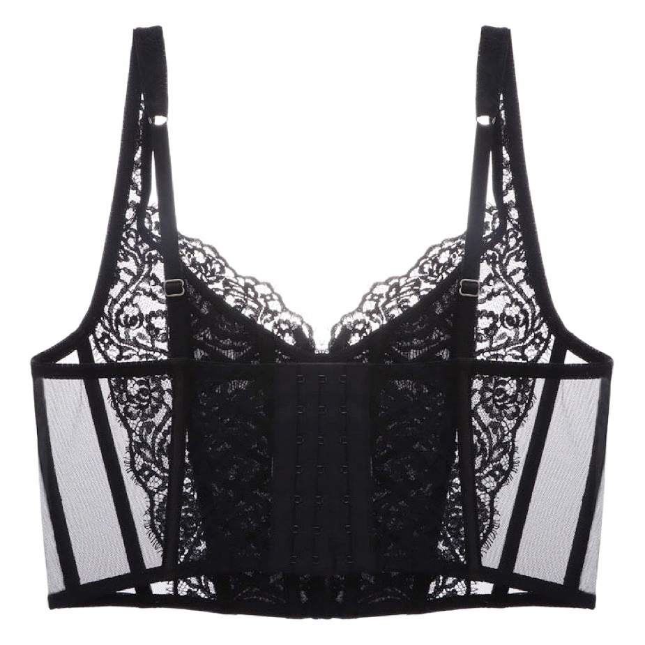 [Нижнее белье Fishbone] Французское нижнее белье Сетчатое нижнее белье без подкладки, большая грудь, маленький дышащий бюстгальтер, формирователь для внешнего ношения