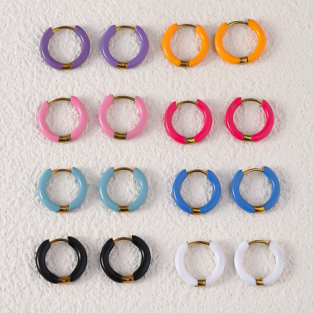 201 Stainless Steel Ear Needle Material 1 Pair Simple Style Geometric Plating 201 Stainless Steel Earrings