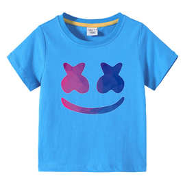 2023外贸欧美童装儿童夏装短袖男女童打底衫宝宝Marshmello DJT恤