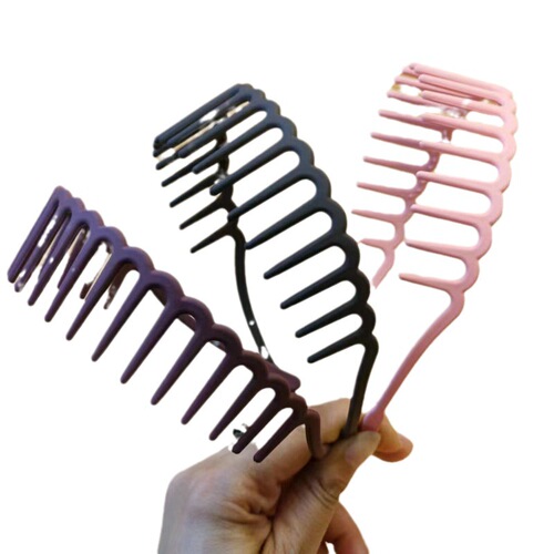 Korean version of popular long-tooth candy-colored plastic sanding face-washing hairband, stylish and simple toothed hair accessory