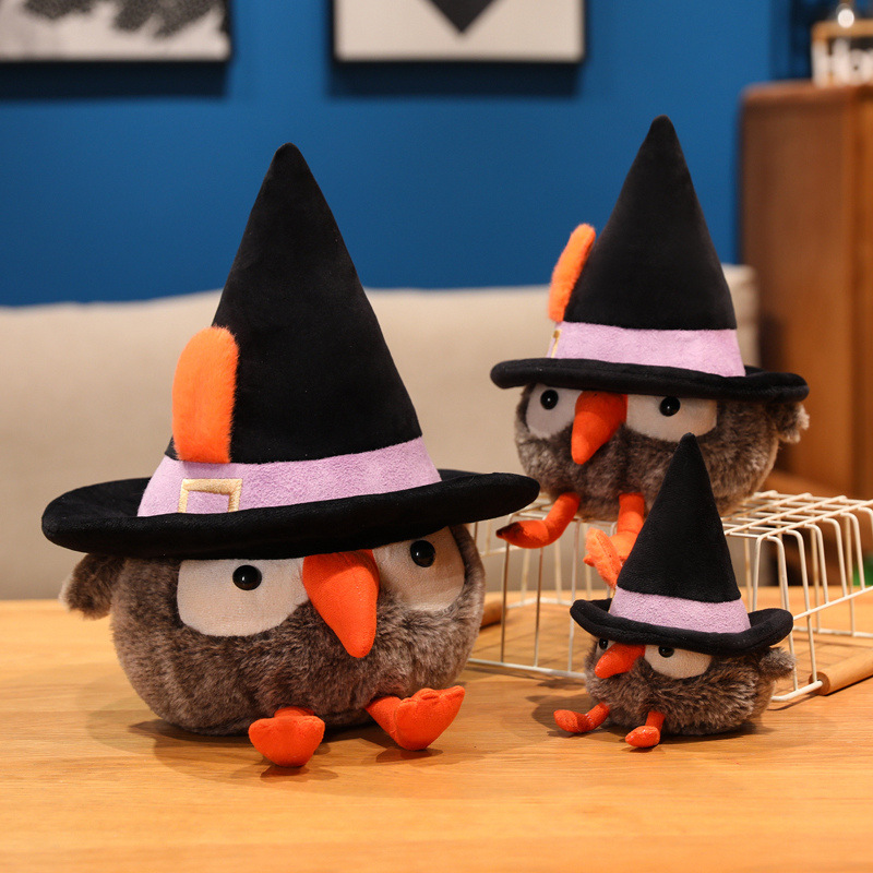 跨境猫头鹰玩偶万圣节搞怪可爱公仔女生毛绒玩具桌面摆件节日装饰