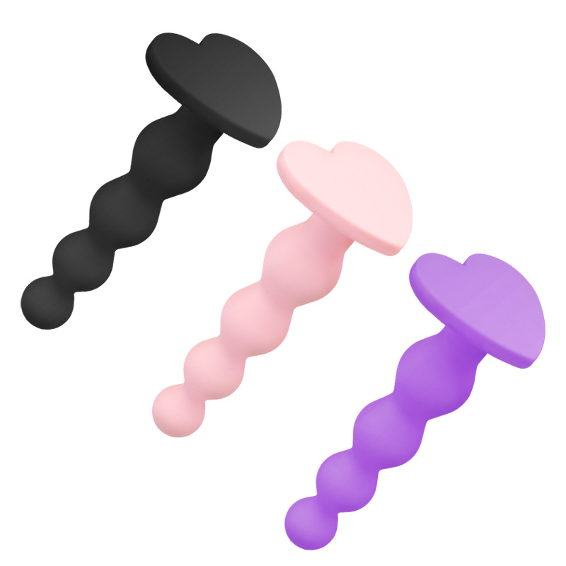 Silicone Anal Beads Plug, Black Manual-Control Adult Toy, 150 mm Body — detail image 14