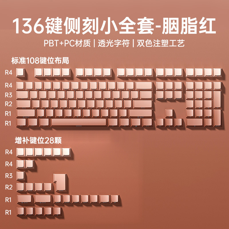 狼蛛渐变侧刻键帽透光PBT双色注塑键帽 61/68/75/87/98/104键通用|undefined