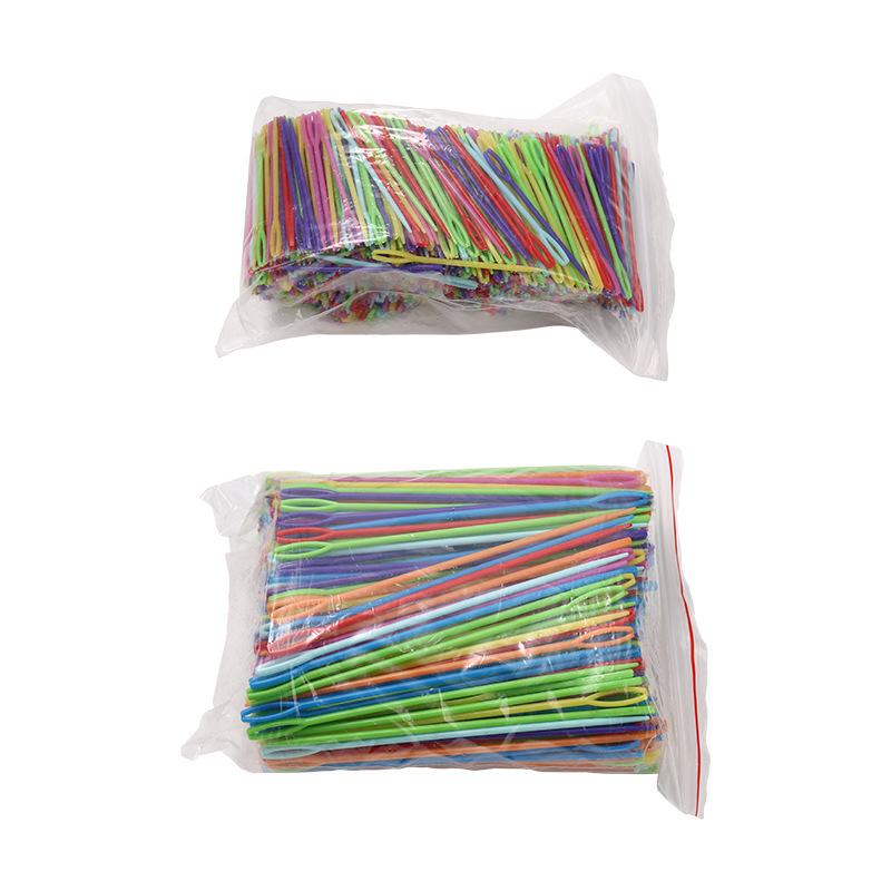 Agujas de coser a mano de plástico de color, hilo de lana, herramientas de tejido de bricolaje hechas a mano, agujas de ojos grandes, agujas de seguridad para niños, agujas de plástico bordadas