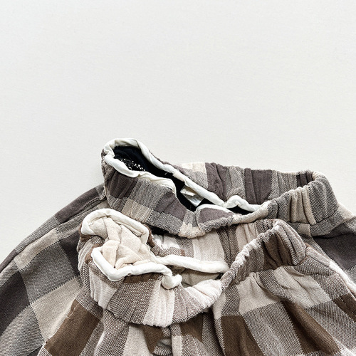 Japanese and Korean plaid pants ~ 2024 spring and summer new style boys and girls loose casual harem pants children's retro trendy children's clothing