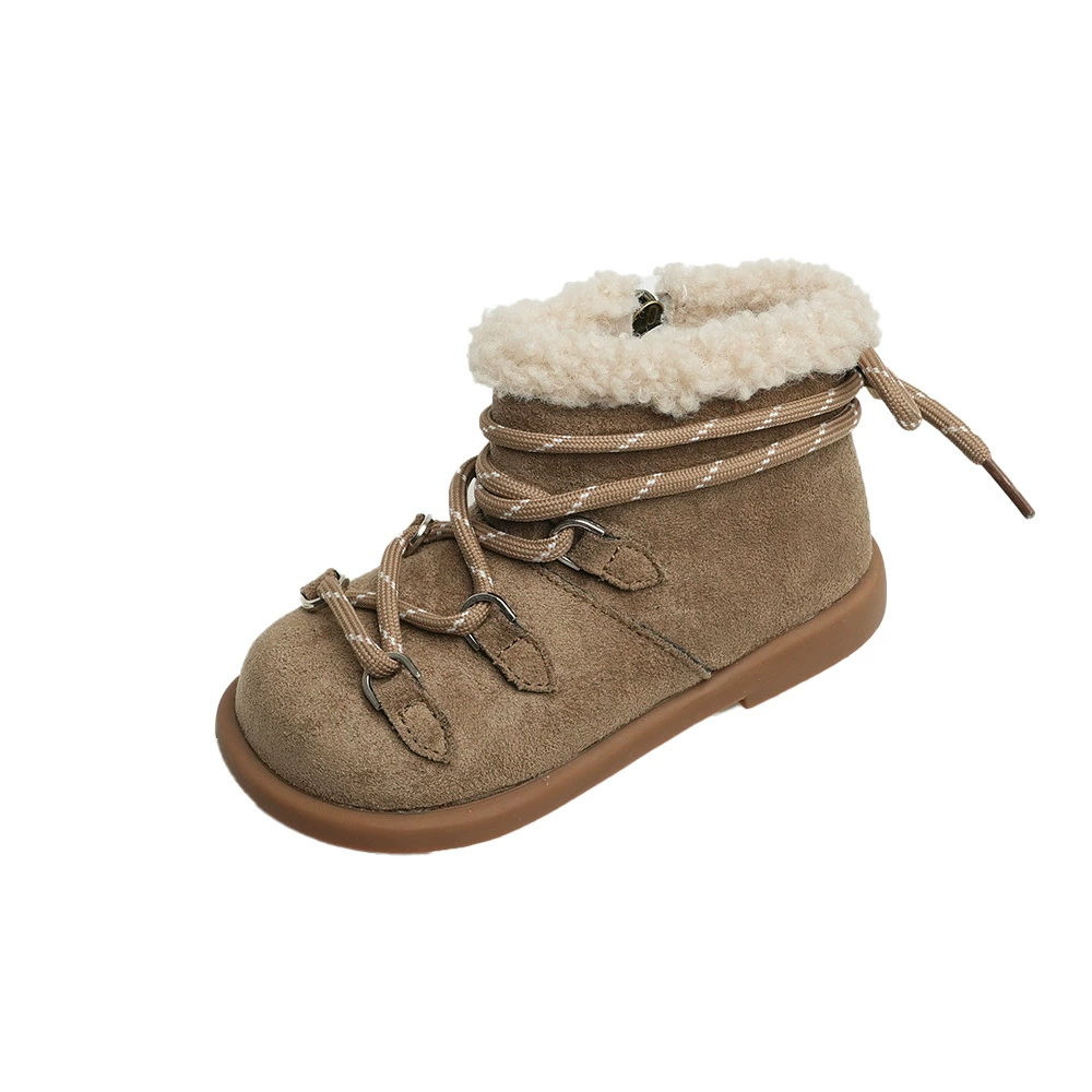 Ретро XSHX "Miao Outdoor" детские челси кожаные ботинки для мальчиков и девочек, толстый флис, боковая молния, модель 248090