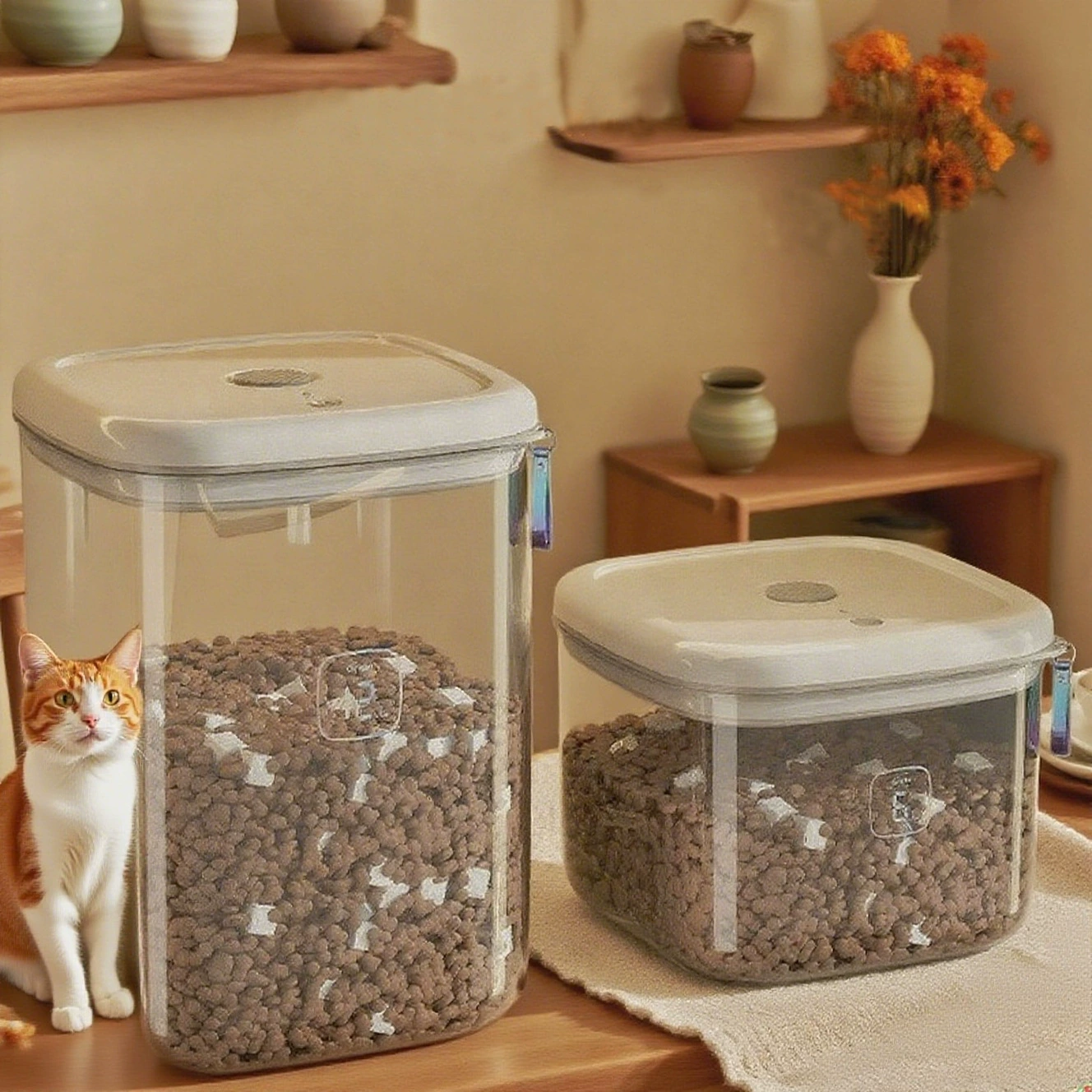 Контейнер для хранения корма для домашних животных, вакуумный контейнер для хранения продуктов, контейнер для хранения корма для кошек, герметичный контейнер для корма для собак, влагостойкий и устойчивый к плесени контейнер для хранения продуктов для кошек и собак.