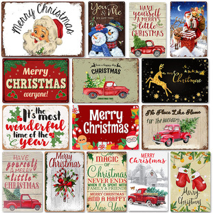 Amazon Aluminum Plate Painter's Home Wall Christmas Atmosphere Decorative Painting Cross-Border Specialty Iron Painting