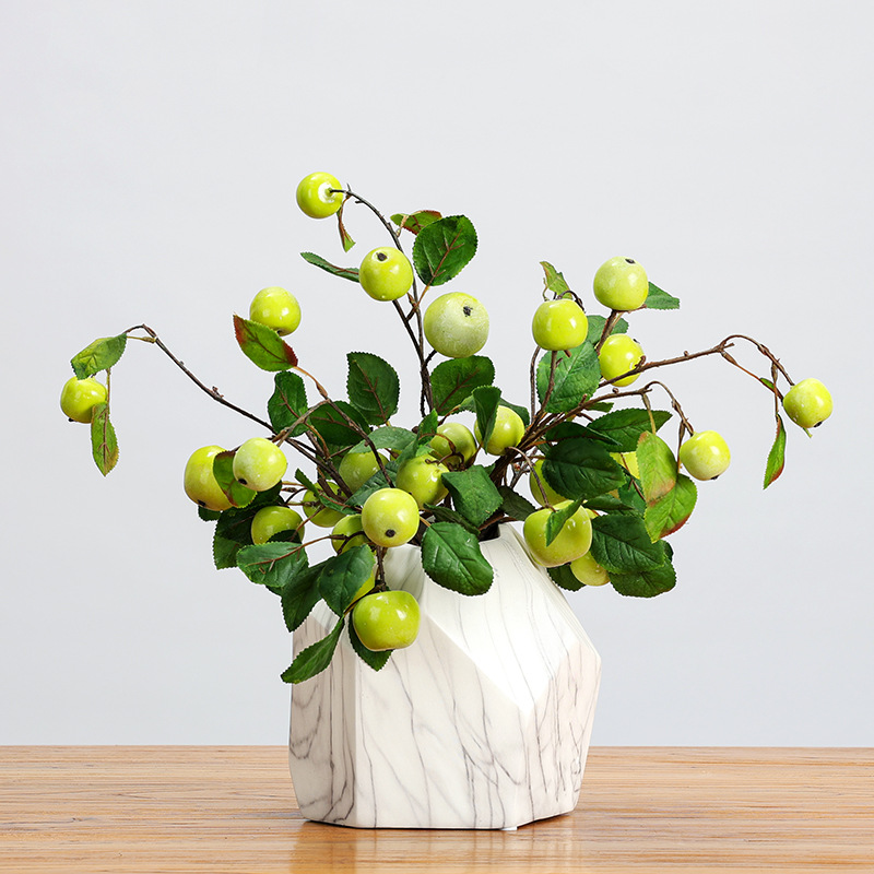 Sensación DE LA MANO alta simulación ramas de manzana pequeña con hojas de frutas decoración de escritorio flor artificial significado seguro fruta muebles para el hogar
