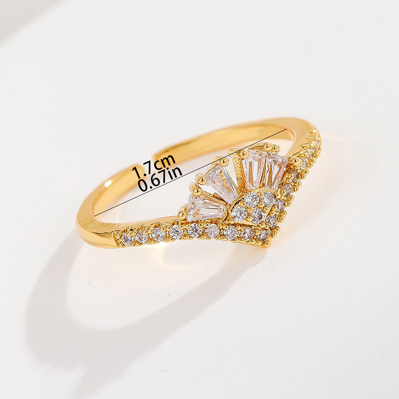 20g Weight Zircon Inlay Material Open Rings Classification 1 Piece Quantity Holiday, Banquet Occasion Copper Material Heart Shape, Crown, Flower Pattern Unisex Gender Inlay Design Lady Style Wholesale Jewelry Lady Heart Shape Crown Flower Copper Zircon Inlay Open Rings 7