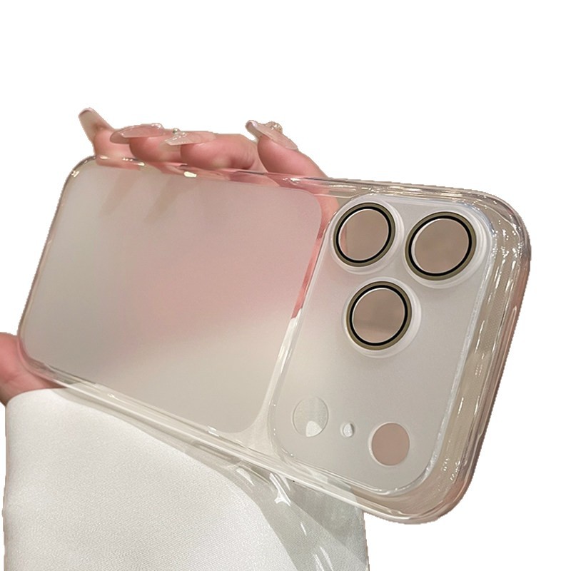 Ventana de segundo más grande para iPhone17Promax caso de teléfono móvil ultra delgado simple arena suave manzana 16 cubierta 15