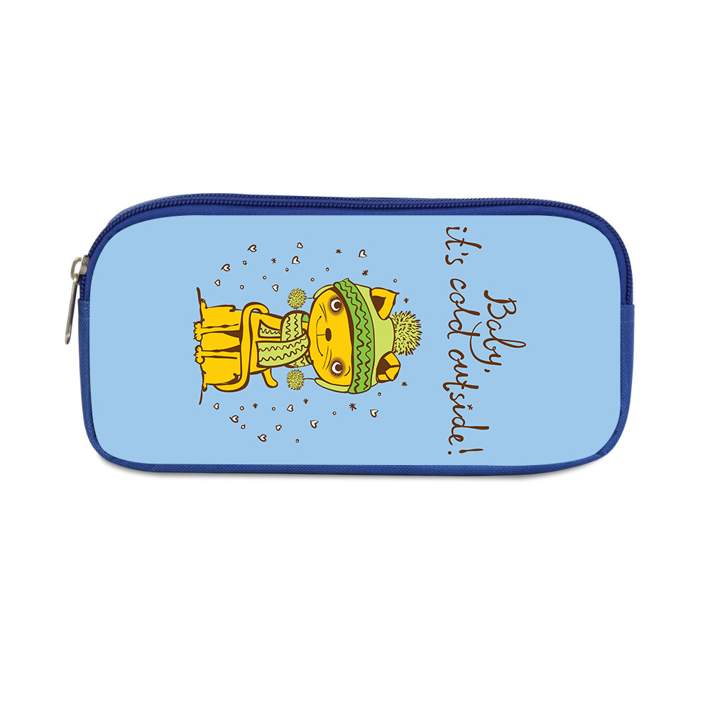 Cartoon cute cat blue single layer pencil case 14