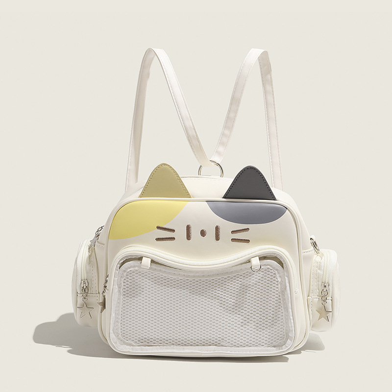 Cute Anime-Style Cat Bag, Small Snack Bag, Backpack, Crossbody Bag, Transparent Grain-Pattern Shoulder Bag, Handbag for Women Cute Anime-Style Cat Bag, Small Snack Bag, Backpack, Crossbody Bag, Transparent Grain-Pattern Shoulder Bag, Handbag for Women