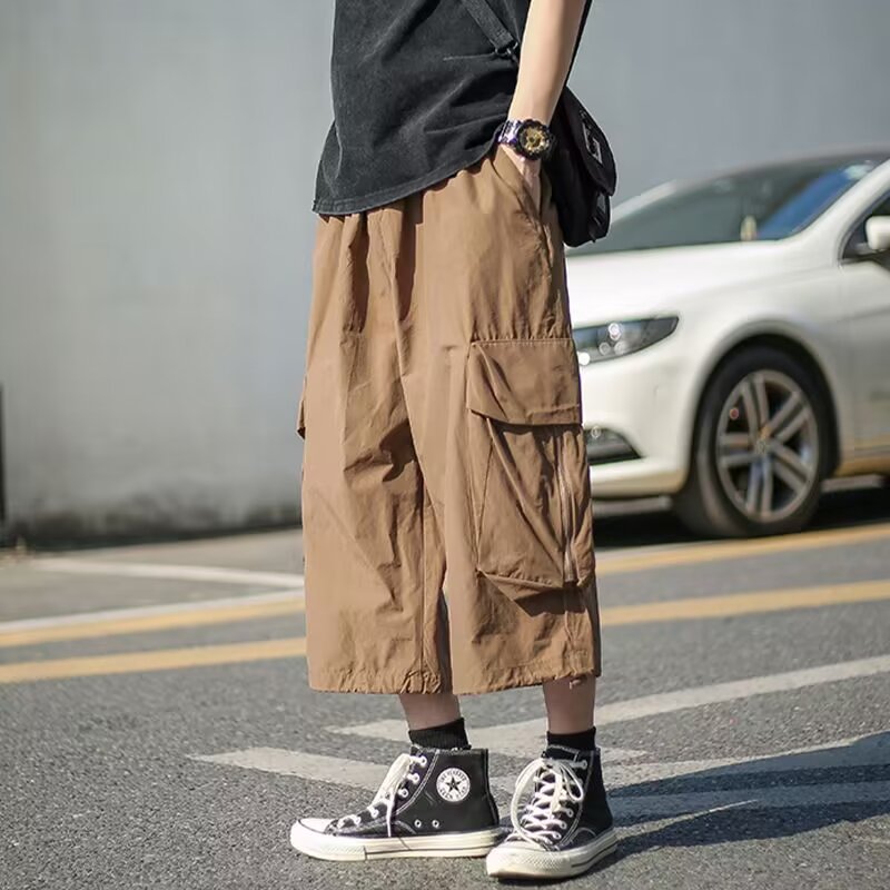 Workwear shorts men's 8 lanterns 8 points 7 pants loose thin wide legs Japanese itboy summer quick-drying 7 points cy
