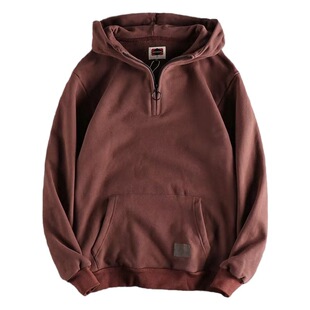 American Fashion Casual Half Open Collar 2023 Autumn Youth Coat Thick Cotton Spring and Autumn Men's Pullover Sweatshirt Fashion
