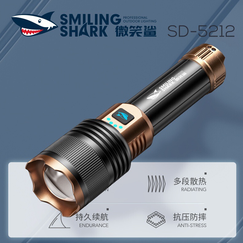 伸缩变焦白激光手电户外远射强光铝合金手电筒带电显四档调节手电|undefined
