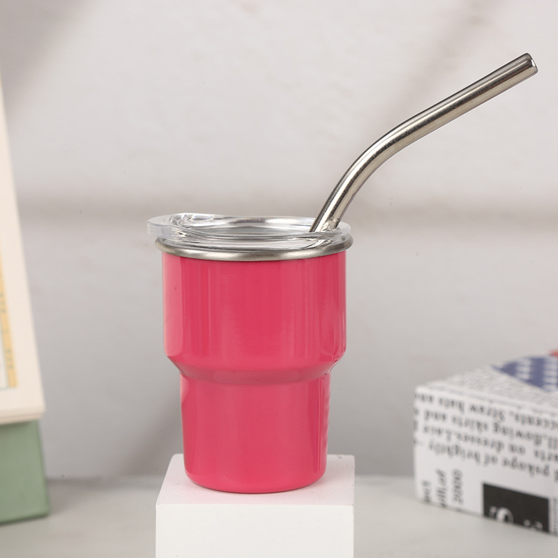 Mini vaso de vino pequeño de 3oz de cambio en frío transfronterizo Taza de aislamiento de acero inoxidable 304 Taza de paja de una y dos capas Taza de pequeña capacidad