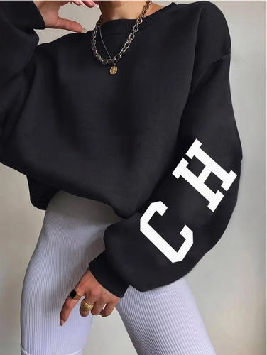 2024 Amazon Cross-Border European and American Fashion Thickened European and American Top Long-Sleeved Sweatshirt with 1900 Print