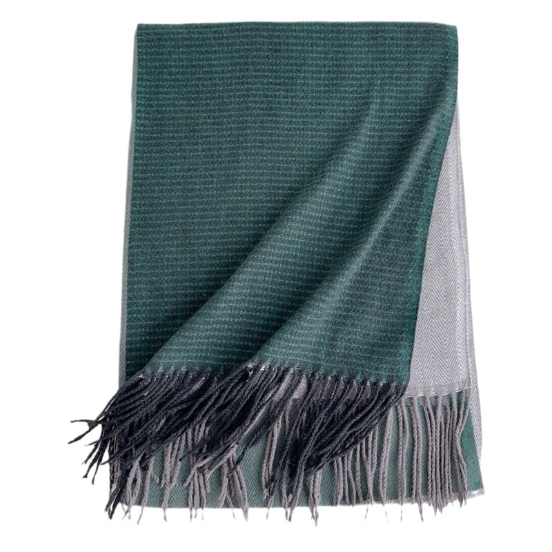 Bufanda de imitación de cachemira bicolor para mujer, otoño-invierno 2025, con borlas, estilo dulce y decorativo, cálida y en stock.