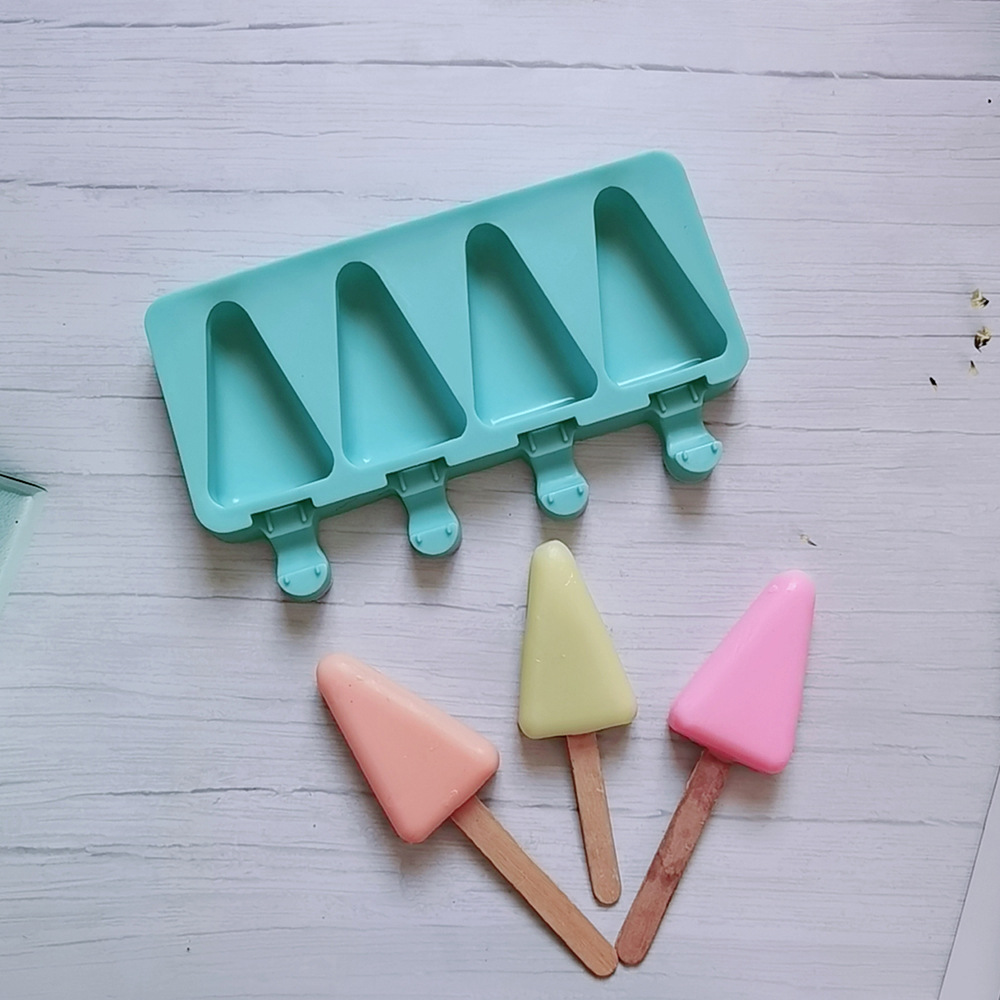 4连三角雪糕91硅胶模具蛋糕布丁甜点模具肥皂烘焙用具蓝