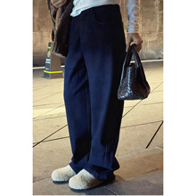 “锁温原牛”莱赛尔混纺松弛感藏青色加绒牛仔裤弯刀裤CD2A2654