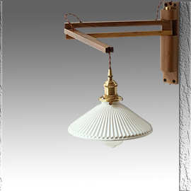 日式侘寂风胡桃木壁灯卧室家居创意伸缩折叠床头灯免接线室内壁灯