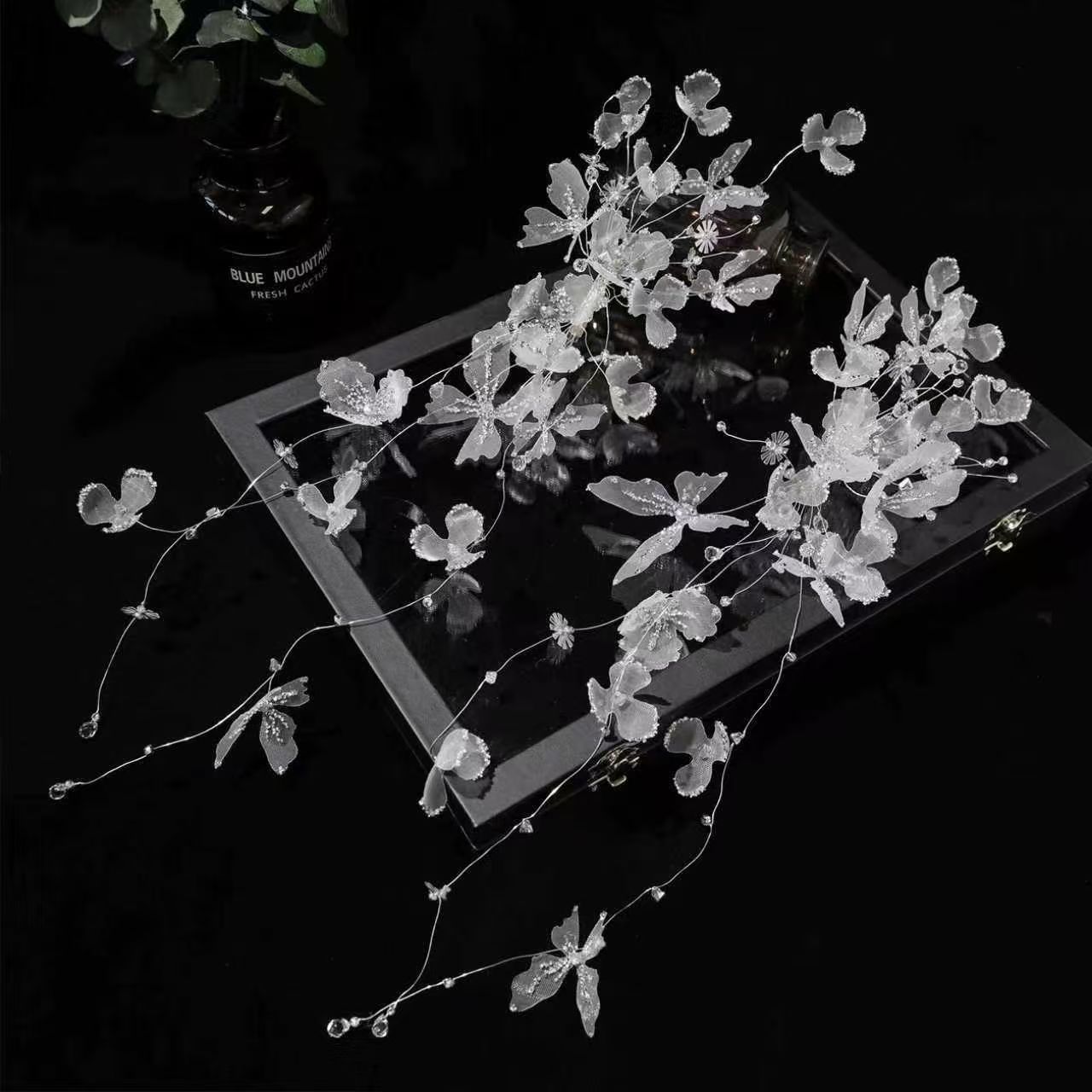 2025 Original New Forest Style Diamond Butterfly Hairpin Necklace Fairy Hair Accessories Simple Side Clip Wedding Bride Headdress