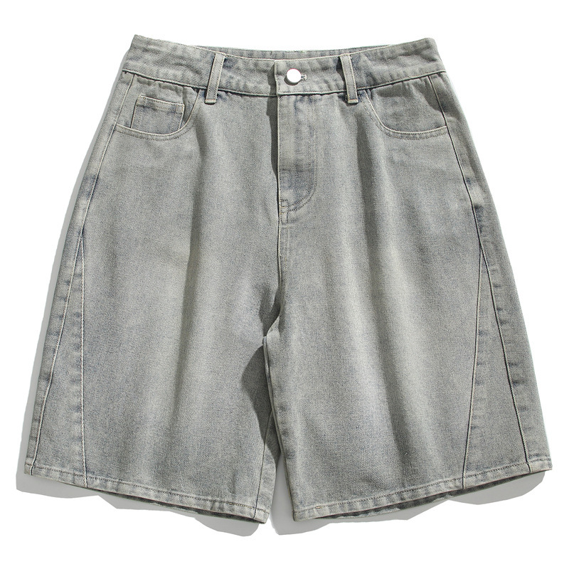 Retro Hip-Hop Old Washed White Denim Shorts Men's Trendy Brand Street Loose Casual Cross-Border Foreign Trade Quarterpants