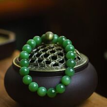 天然新疆和田玉玉器工艺品俄料碧玉老料冰猫眼玉石猫眼手串带证
