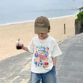 童装男童t恤短袖夏装2026新款儿童纯棉上衣男孩夏季中大童痞帅潮